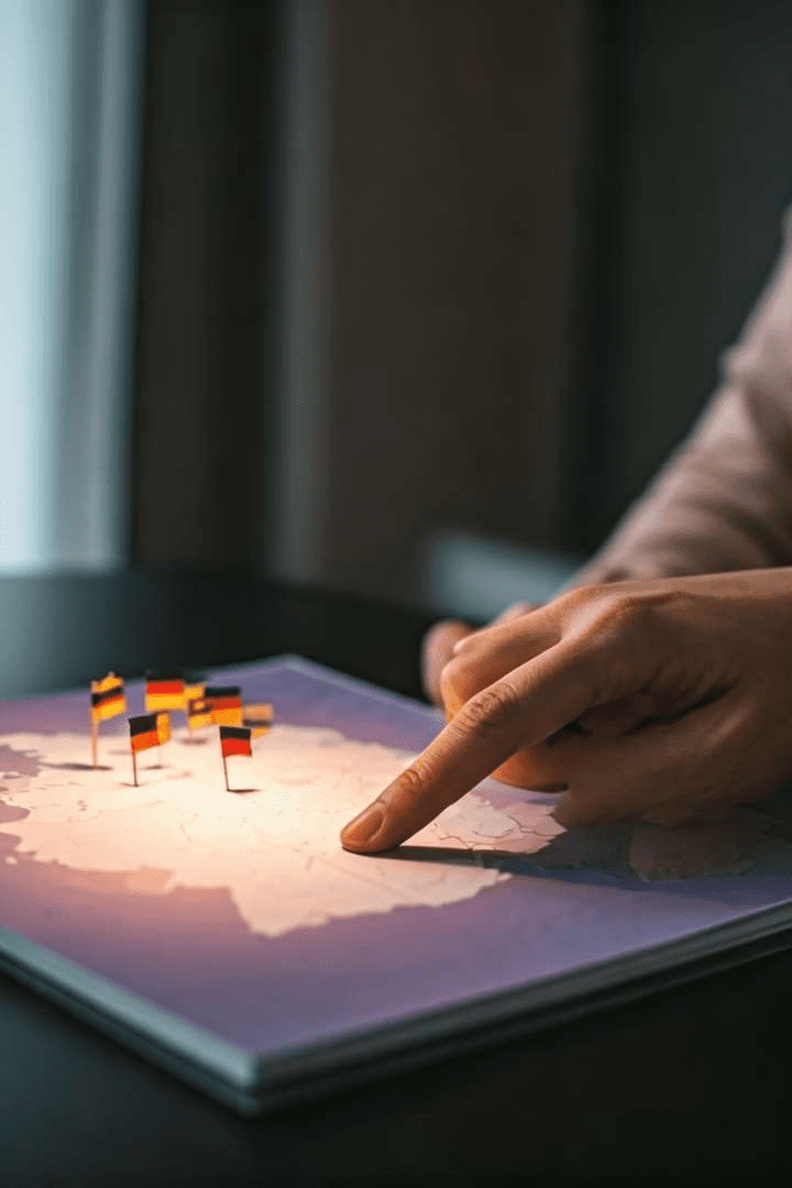 map with small german flag